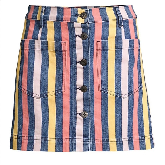 3 X 1 Rose Striped Mini Denim Skirt Size 24/XS - Picture 4 of 11